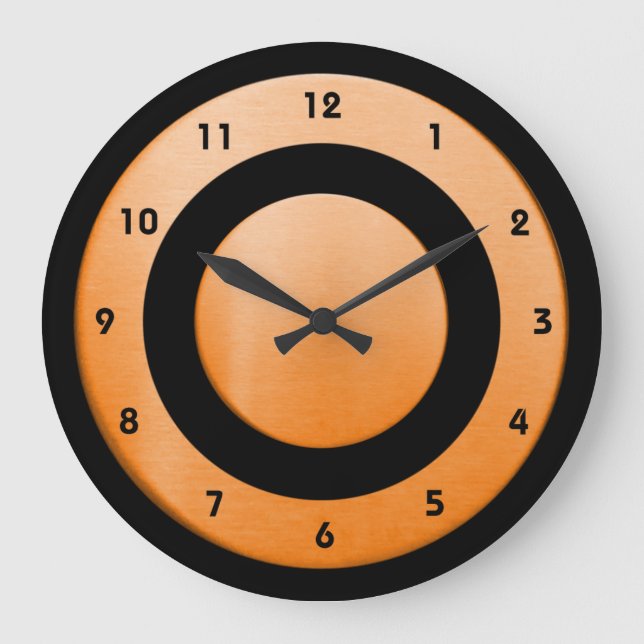 Circle-orange-schwarz - Wall-Uhr Große Wanduhr (Vorderseite)