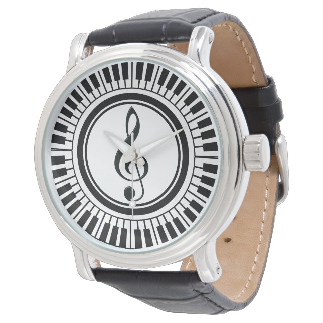 Circle Piano Keys und Treble Clef Armbanduhr (Schrägansicht)