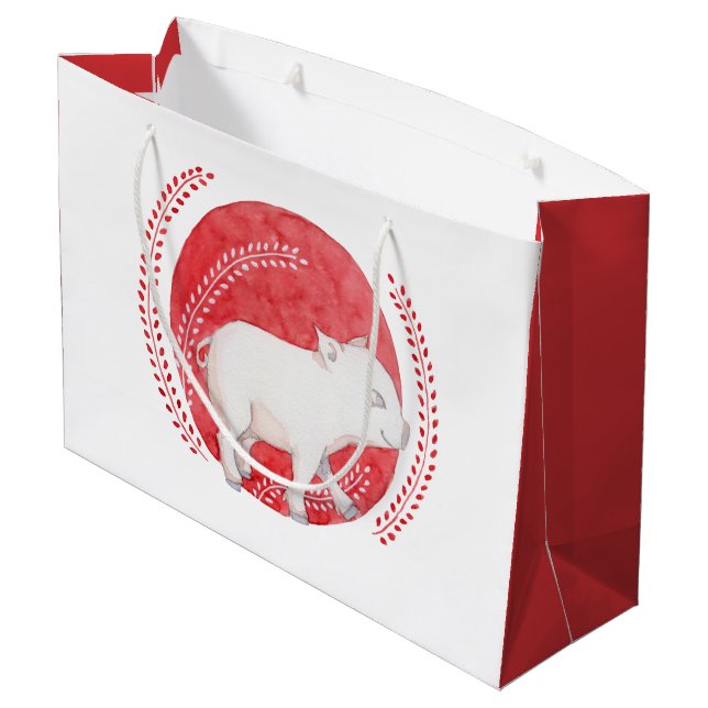 Circle Pig große Geschenktasche Geschenktüte (Rückseite Schrägansicht)