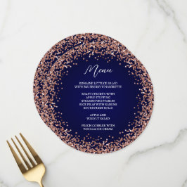 Circle Rose Gold Glitzer Navy Ombre Menükarte