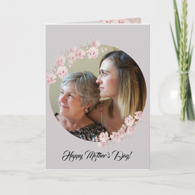 Circle Rustic Floral Gray Mother Day Card Karte (Vorderseite)