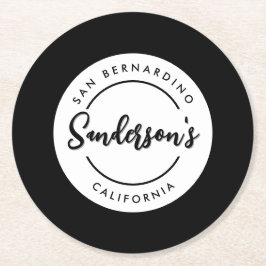 Circle "Schwarz-weiß City Town Place" Runder Pappuntersetzer