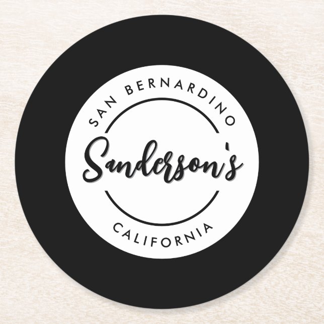 Circle "Schwarz-weiß City Town Place" Runder Pappuntersetzer (Vorderseite)