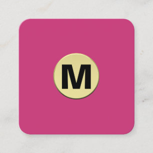 Circle Spot Monogram Gold 3d - Deep Magenta Quadratische Visitenkarte