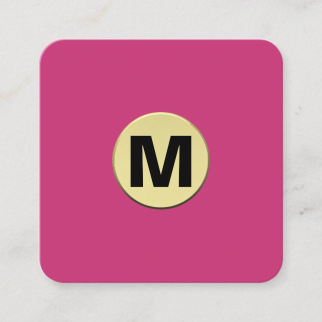 Circle Spot Monogram Gold 3d - Deep Magenta Quadratische Visitenkarte (Vorderseite)