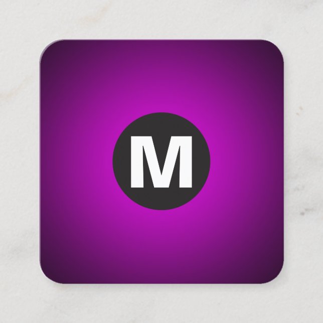Circle Spot Monogram - Gradient - Magenta to Black Quadratische Visitenkarte (Vorderseite)