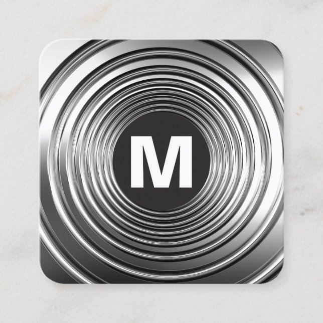 Circle Spot Monogram - Long Spring B&W Quadratische Visitenkarte (Vorderseite)