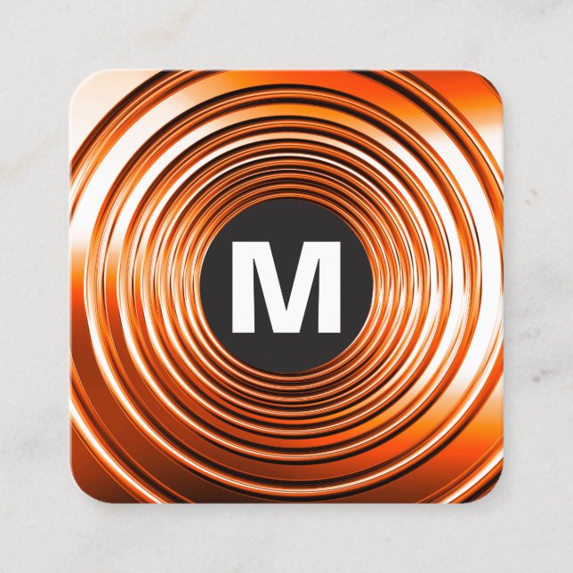 Circle Spot Monogramm - Long Spring Orange Quadratische Visitenkarte (Vorderseite)