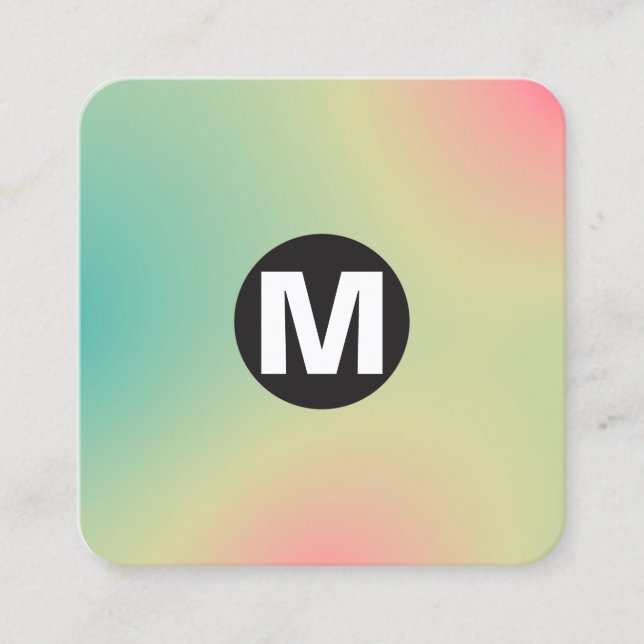 Circle Spot Monogramm - weiche Gradienten Square B Quadratische Visitenkarte (Vorderseite)