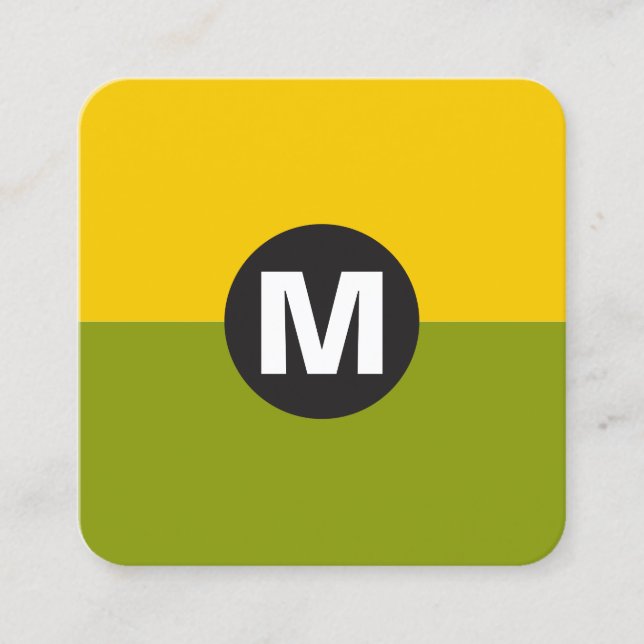 Circle Spot Monogramm - Zwei Tone 02 Quadratische Visitenkarte (Vorderseite)