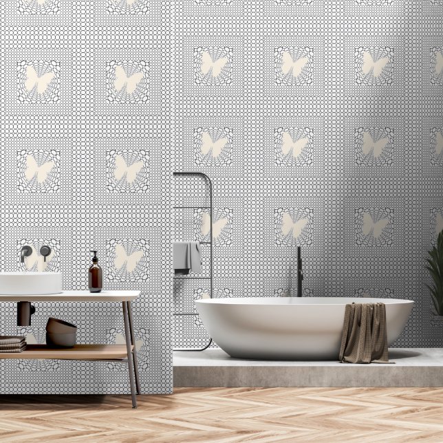 Circle Squares Butterfly Tapete (Badezimmer)
