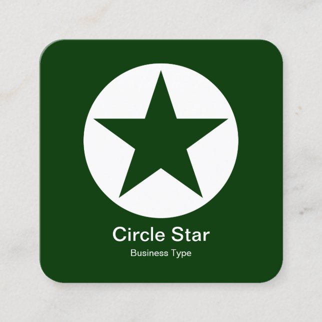 Circle Star - Weiß auf Dunkelgrün Quadratische Visitenkarte (Vorderseite)