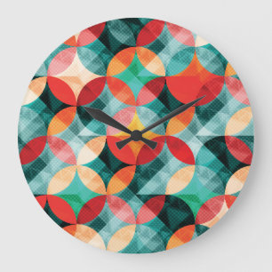 Circle Symphony: Farbenfrohe Abstrakte Vintage Große Wanduhr