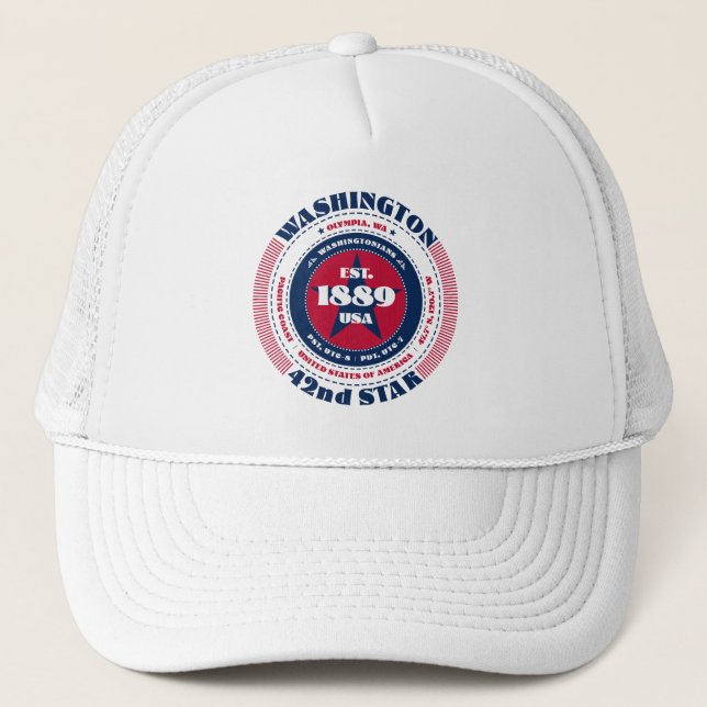 Circle Washington Staat Patriotic Trucker Hat Truckerkappe (Vorderseite)
