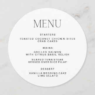 Circle Wedding Menu Menükarte