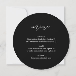 Circle Wedding Plate Menü Black Calligraphy