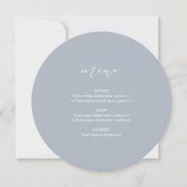 Circle Wedding Plate Menü Blue Elegante Calligrafy