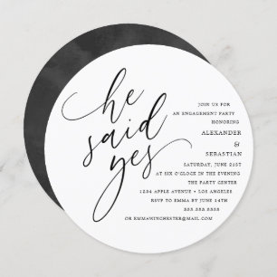 Circle White Script sagte er Ja Engagement Partei Einladung