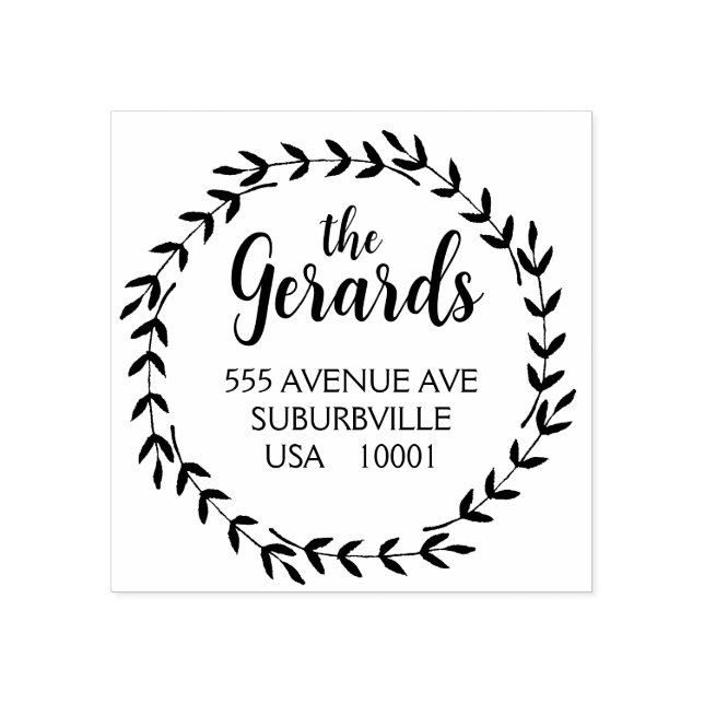 Circle Wreath Branches Custom Rubber Stamp Gummistempel (Prägung)