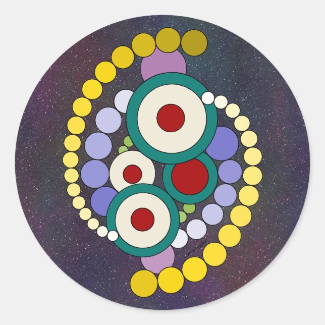 Circles Abstract Artwork Runder Aufkleber (Vorderseite)