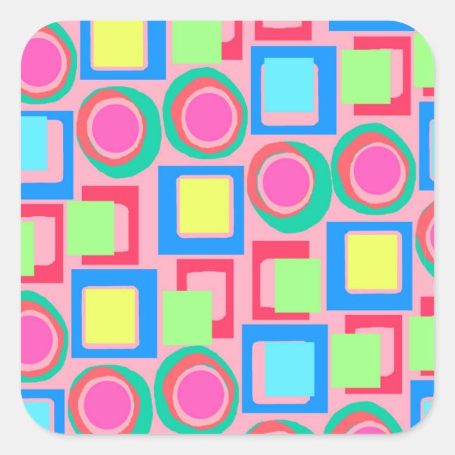Circles and Squares Quadratischer Aufkleber (Vorderseite)