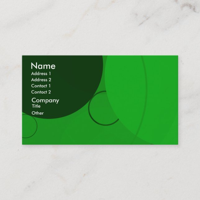 Circles Bright Green Background Business Card Visitenkarte (Vorderseite)