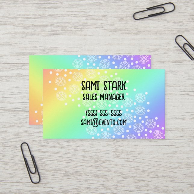 Circles Dots Rainbow Gradient Business Cards Visitenkarte (Vorderseite/Rückseite Beispiel)