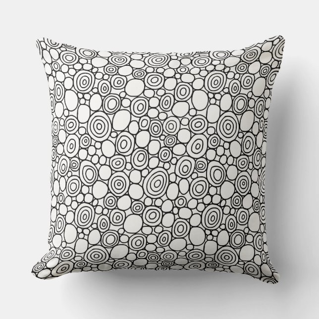 Circles Pattern 210819 - Schwarz und Weiß Kissen (Vorderseite)