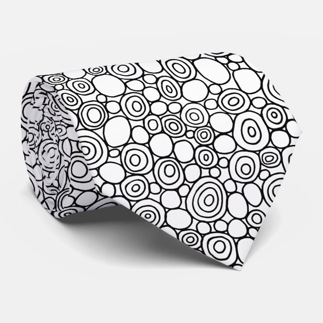 Circles Pattern 210819 - Schwarz und Weiß Krawatte (Gerollt)