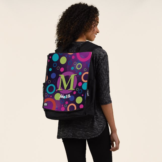 Circles Scripting Monogramm Personalisiert Lila Rucksack (Ausgewaschen)