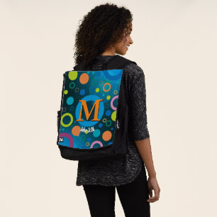 Circles Spots Scripture Monogram BLUE Personalisie Rucksack
