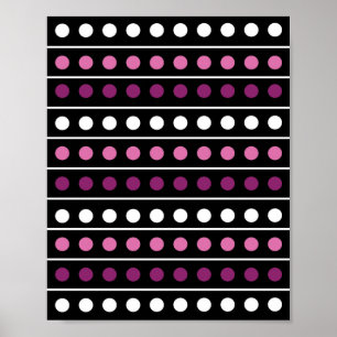 Circles Stripes White Pink Lila Black Background Poster