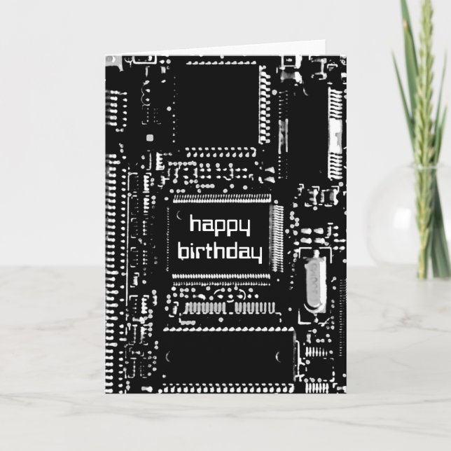Circuit B&W "Happy Birthday"-Karte Karte (Vorderseite)