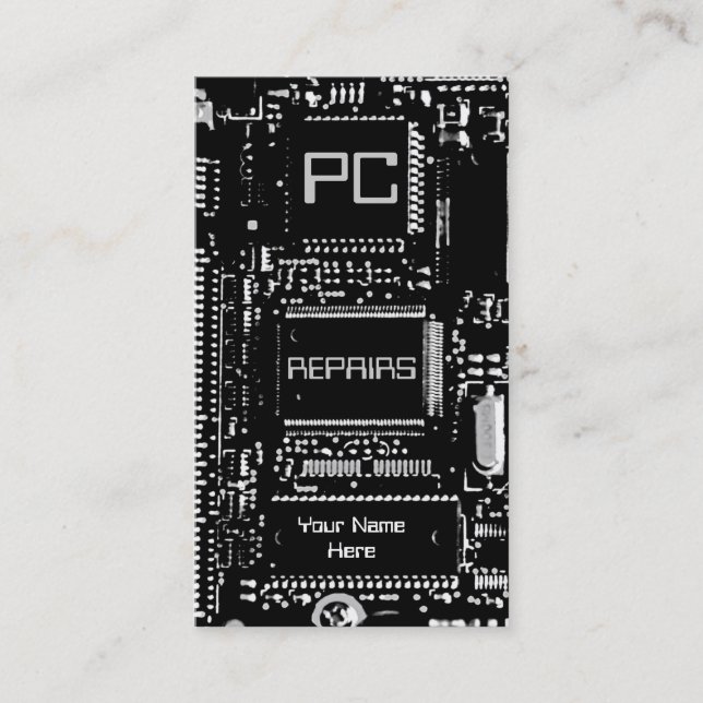 Circuit B & W "PC-Reparaturen" Visitenkarte weiß (Vorderseite)
