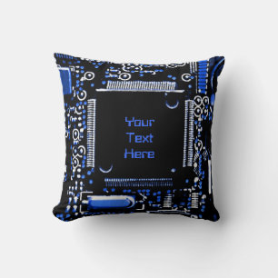 Circuit Blue 2 'Dein Text'-Wurfkissen Kissen