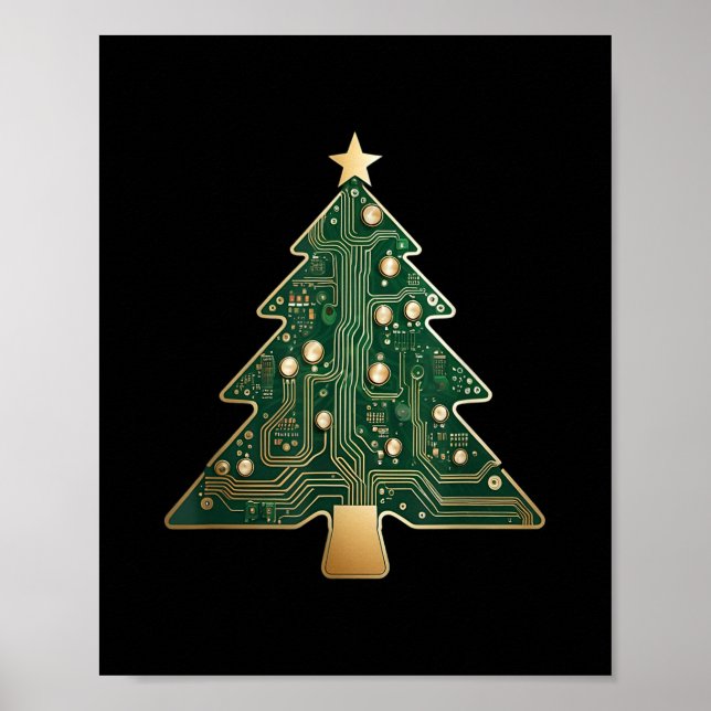 Circuit Board Computer Tech Weihnachtsbaum Poster (Vorne)