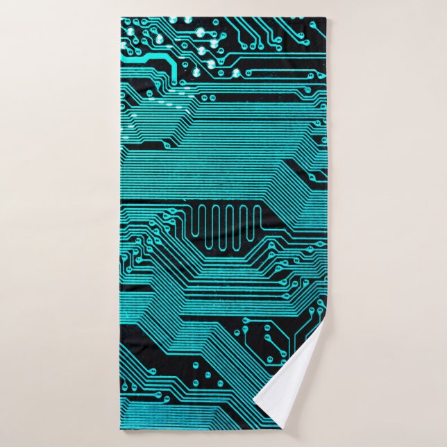 Circuit board. Electronic computer hardware techno (Serviette de bain)