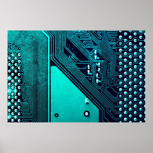 Circuit board. Electronic computer hardware techno Poster (Vorne)