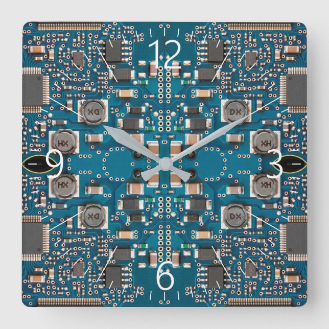 Circuit board quadratische wanduhr (Vorderseite)