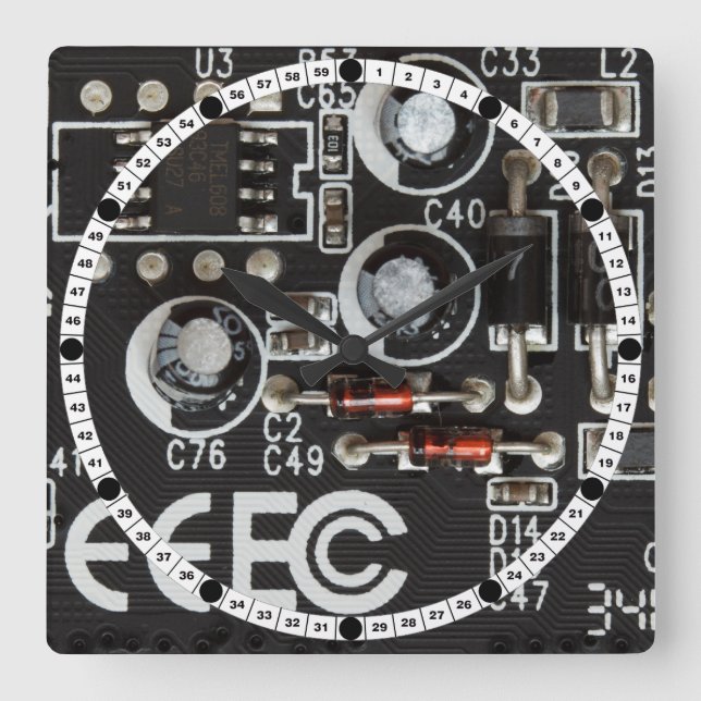 Circuit Board Quadratische Wanduhr (Vorderseite)