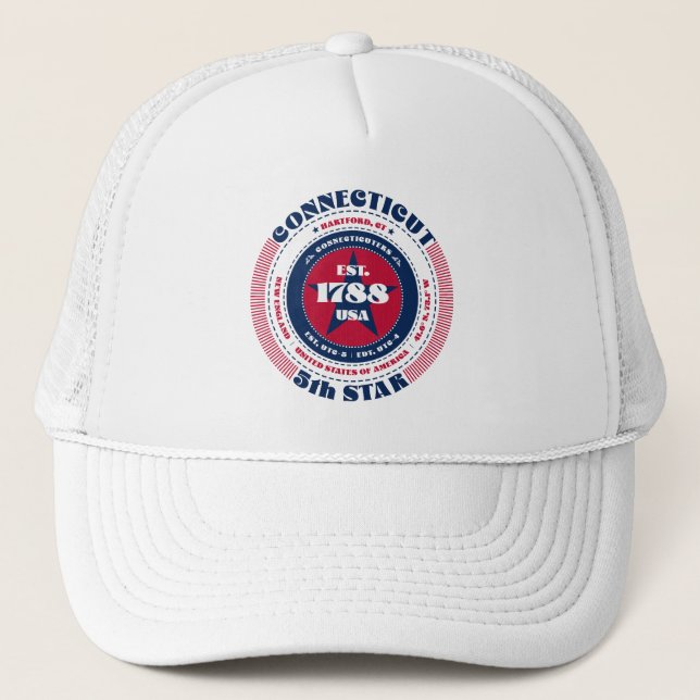 Circuit Connecticut Staat Patriotic Trucker Hat Truckerkappe (Vorderseite)