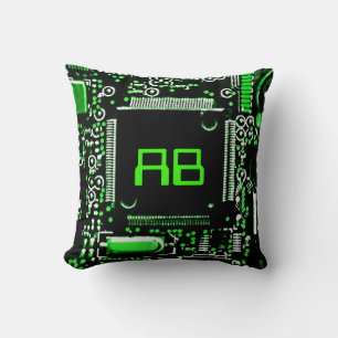 Circuit Green 2 Monogramm Wurfkissen Quadrat Kissen
