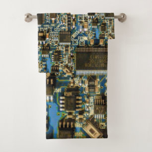Circuit imprimé bleu macro Photo de PCB