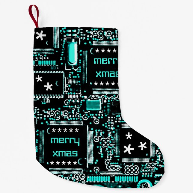 Circuit Light Blue 2 "Merry Xmas" beidseitig Kleiner Weihnachtsstrumpf (Vorderseite)