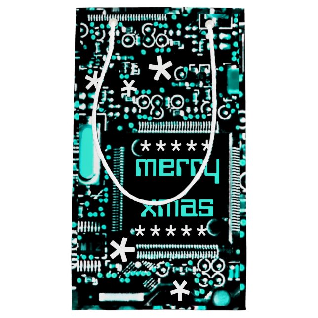 Circuit Light Blue 2 Merry Xmas klein Kleine Geschenktüte (Vorderseite)