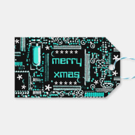 Circuit Light Blue 2 'Merry Xmas' text back Geschenkanhänger