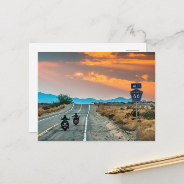 Circuit routier Route 66 avec carte postale de mot (Devant/Arrière en situation)