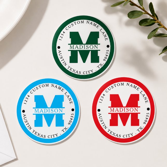 Circular address labels,monogram address labels runder aufkleber (Von Creator hochgeladen)
