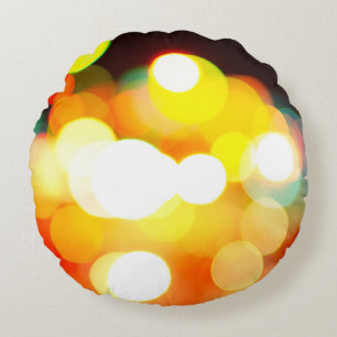 Circular Bokeh: Abstraktes Weihnachtslicht Rundes Kissen