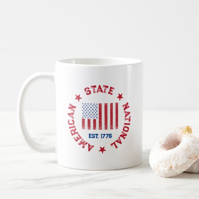 Circular Briefmarke American Staat National Est 17 Kaffeetasse (Mit Donut)